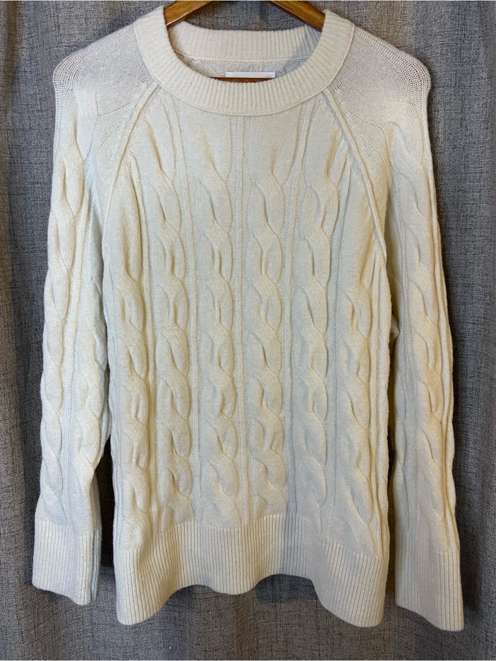Aerie Cable Knit Oversized Sweater Minimalist Neutral Light Academia Size Large